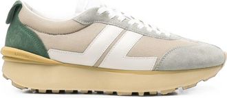 Lanvin Beige and Multicolour Suede Low-Top Sneakers with Chunky Sole