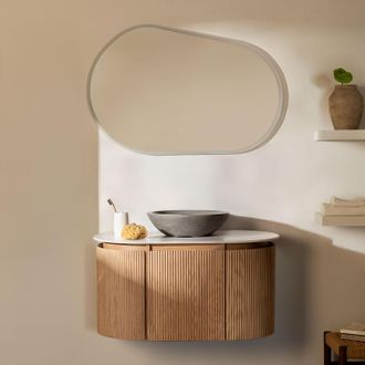 Sklum Conjunto De Mueble De Ba&ntilde;o Suspendido 90x50 Cm En Madera Carsone Sklum
