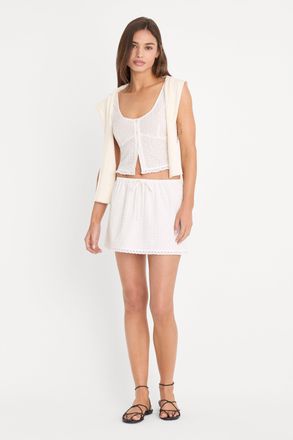 Good American Womens The Eyelet Skirt | White, Size Medium | Good American by Khlo&Egrave; Kardashian
