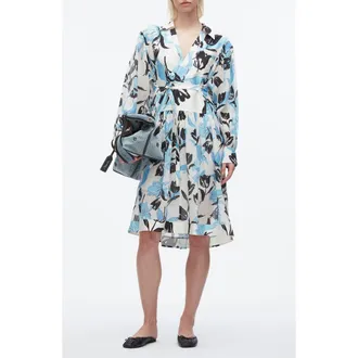 3.1 Phillip Lim Joyful Tulips Long Sleeve Silk Blend Shirtdress in Ivory Multi at Nordstrom Rack, Size 12