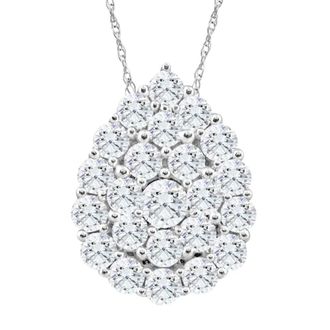 Pompeii3 2Ct TW Real Diamond Tear Drop Pendant 10k White Gold 18 Womens Necklace