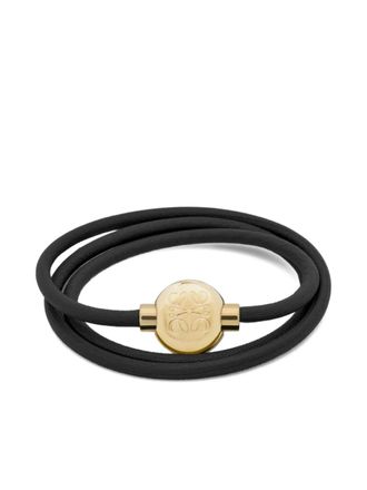 Loewe leather logo bracelet - women - Calf Leather/Brass - S - Black