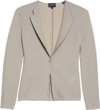 Emporio Armani One-Button Rib Jersey Jacket in Beige Multi at Nordstrom, Size 16 Us