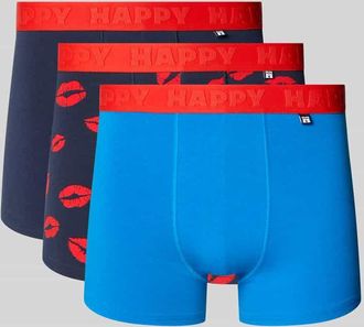 Happy Socks Trunks aus Baumwoll-Mix Modell Kisses Up im 3er-Pack in Marine, Gr&ouml;&szlig;e XL