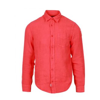 Blauer Linnen overhemd met knoopsluiting - Heren - Casual Overhemden - Rood - M - Linnen - Overhemden