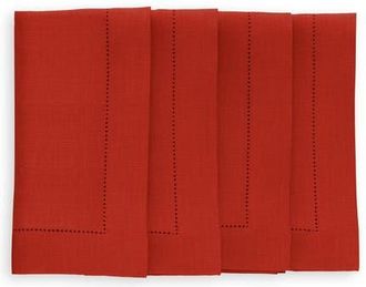 Solino Home Linen Dinner Napkins Set of 4, 20 x 20 - Medium Weight Hemstitch in Cherry at Nordstrom