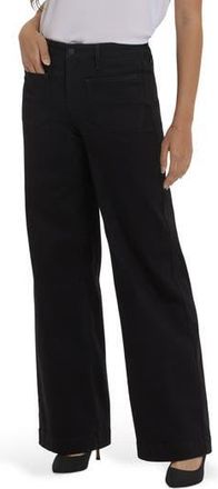NYDJ Teresa High Waist Wide Leg Jeans with Patch Pockets in Black Rinse at Nordstrom Rack, Size 2