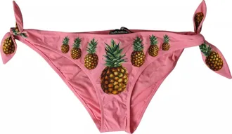 Dolce & Gabbana Pink Pineapple Swimsuit Bikini Bottom Womens Swimwear