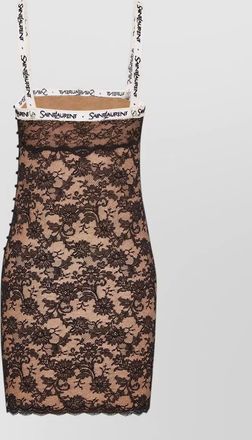 Saint Laurent satin lace mini slip dress
