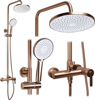 Rea Juego De Ducha Rea Js-h1190brg Ontario Brush Copper