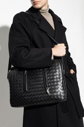 Bottega Veneta Leather Handbag, Mens, Black