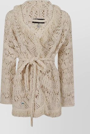 Alanui lagoon belted cardigan shawl collar fringe
