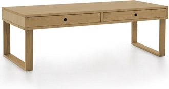 HOGAR 24 Mesa de centro de madera maciza natural, color encerado