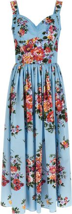 Dolce & Gabbana Light Blue Sweetheart Neck Maxi Dress
