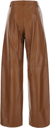 Max Mara Womens Leather Trousers Legno Beige Lamb