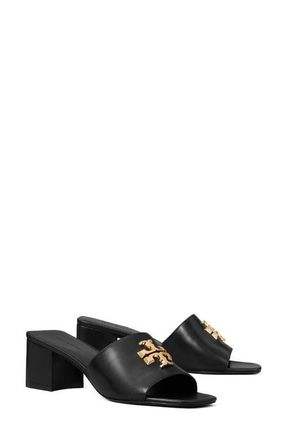 Tory Burch Eleanor Heeled Sandal in Black /Gold at Nordstrom, Size 10.5