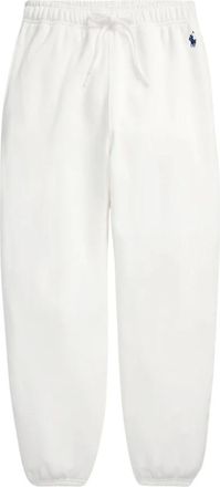 Polo Ralph Lauren Broeken, Dames, Wit, M, Katoen, Fleece Joggingbroek met Trekkoord