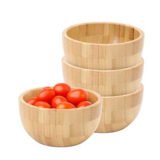 MegaChef 4 Piece 4.75 Inch Wood Salad Bowl Set in Bamboo at Nordstrom