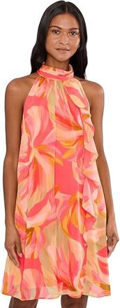Adrianna Papell Halter Trapeze Dress Womens Dress Coral : 14, Polyester