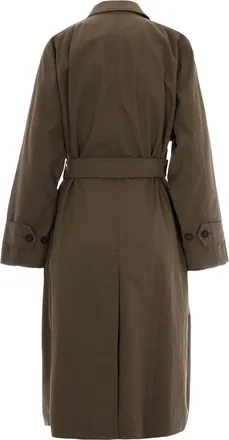 Max Mara Womens Trench Coat Gabardine Taupe Cotton & Raincoats