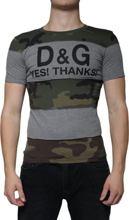 Dolce & Gabbana Mens Camouflage Print Tshirt Tsh86588 - Grey Cotton - Size EU 44 (Mens)