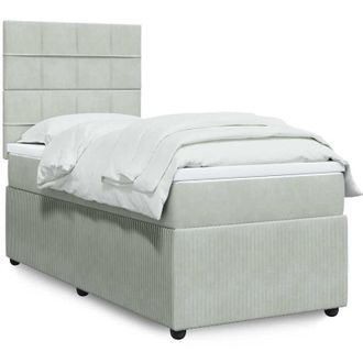 vidaXL Cama Box Spring Con Colch&oacute;n Terciopelo Gris Claro 100x200 Cm Vidaxl