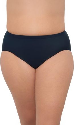 Aqua Green Plus Size Mid Rise Tummy Control Swim Brief in True Navy at Nordstrom, Size 2X