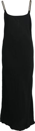 Anine Bing Chain Strap Midi Slip Dress in Black Viscose