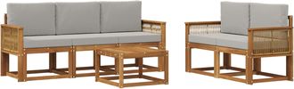 vidaXL Conjunto De Sof&aacute;s De Exterior 6 Uds. Natural Y Gris Claro Vidaxl