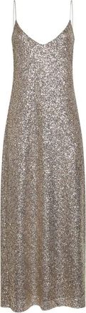 Blanca Vita Geborduurde Sequin V-hals Jurk - Dames - Maxi kleedjes - Roze - M - Polyester - Kleedjes