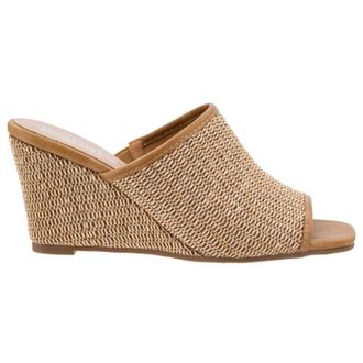 Corkys Footwear Womens Good Vibes Woven Raffia Wedge Sandals In Tan