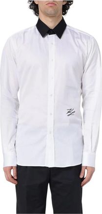 Karl Lagerfeld Overhemden, Heren, Wit, M, Lange mouw handtekening overhemd