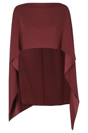 Alberta Ferretti Red Asymmetrical Hem Viscose Cape