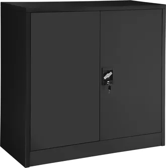 TecTake Armario archivador de acero y 3 alturas regulables 90x40x90 cm negro