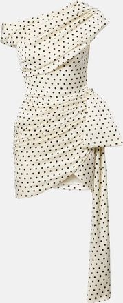 Self Portrait Polka-dot asymmetric draped minidress