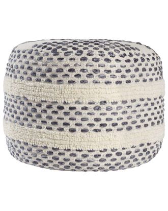 LR Home Dash Farmhouse Tufted Striped Woven Pouf