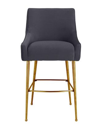 TOV Furniture Beatrix Pleated Grey Velvet Bar Stool