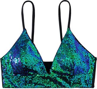 Generic Bras Women Sports Underwear Lingerie Nightwear Womens Bikini Top Lingerie Bra Sequin Color Swimsuit with Pads Sexy Beach Bikini High Support Sports Br
