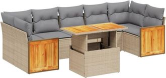 vidaXL Vidaxl - Juego De Sof&aacute;s De Jard&iacute;n Con Cojines Beige 8 Pzas Rat&aacute;n Pe