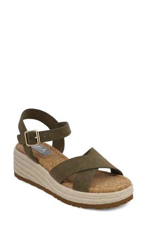 Mia Nikky Ankle Strap Platform Wedge Sandal in Khaki Burn at Nordstrom, Size 7.5