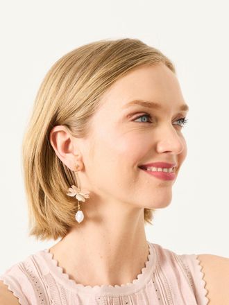 Fat Face FatFace Gold Tone V and A Statement Floral Earrings