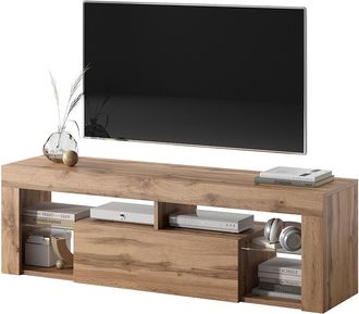 Selsey Bianko - Mobile Tv Moderno / Tavolino Tv / Porta Tv Elegante Con Ripiani In Vetro 140 Cm (quercia Dorata, Senza Led) - Selsey
