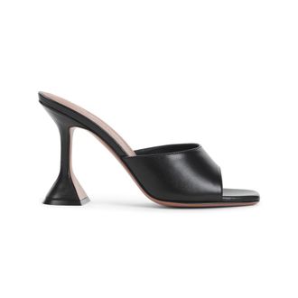 Amina Muaddi Black Leather Heels