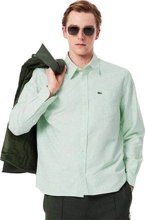 Lacoste Heren Gestreept Oxford Overhemd (Wit)