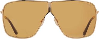 Tom Ford Huxley Shiny Deep Gold Pilot Unisex Sunglasses FT1159 30E 68