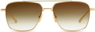 Dita Eyewear Artoa.57 Rectangular Gradient Brown Tint Sunglasses with Gold-tone Metal Frame