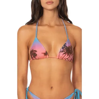 Maaji Peach Drift Reversible Bikini Top in Blue at Nordstrom, Size Medium