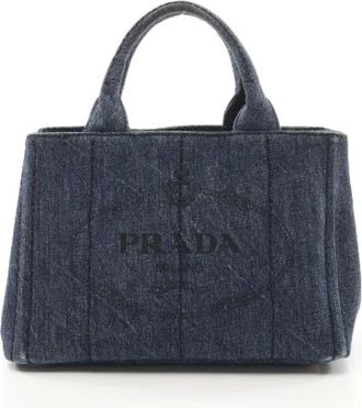 Prada Pre-owned Tote Bags, female, Blue, Size: ONE SIZE Pre-owned Denim prada-bags