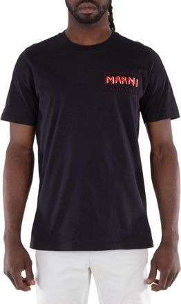 Marni Cotton Patch T-Shirt in Black, Brand Size 50 (US Size 40)