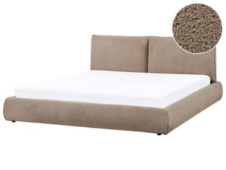 Beliani Cama matrimonial de tejido marr&oacute;n 180x200